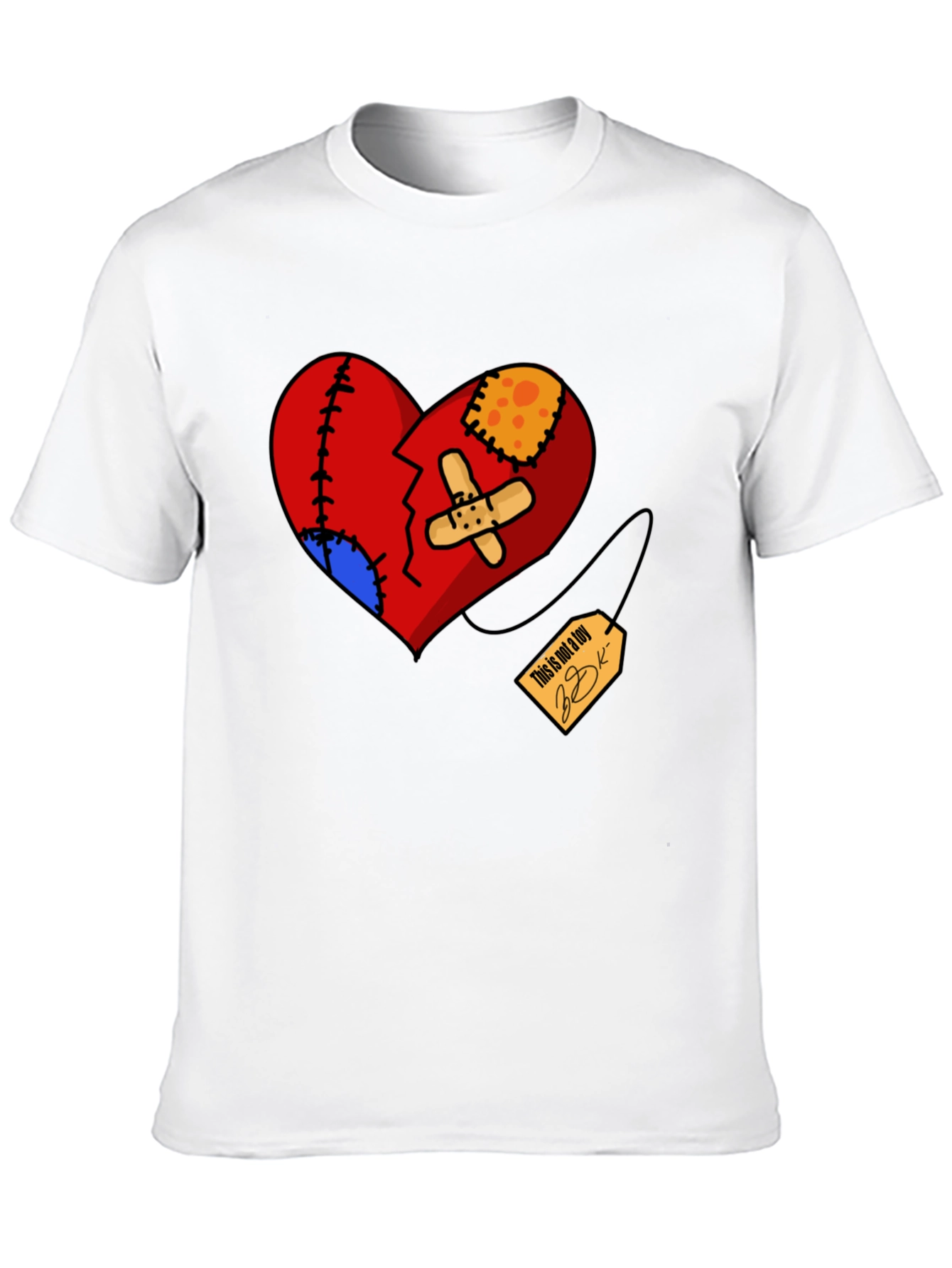 Black Heart Patchwork Graphic Tee - Black view 10