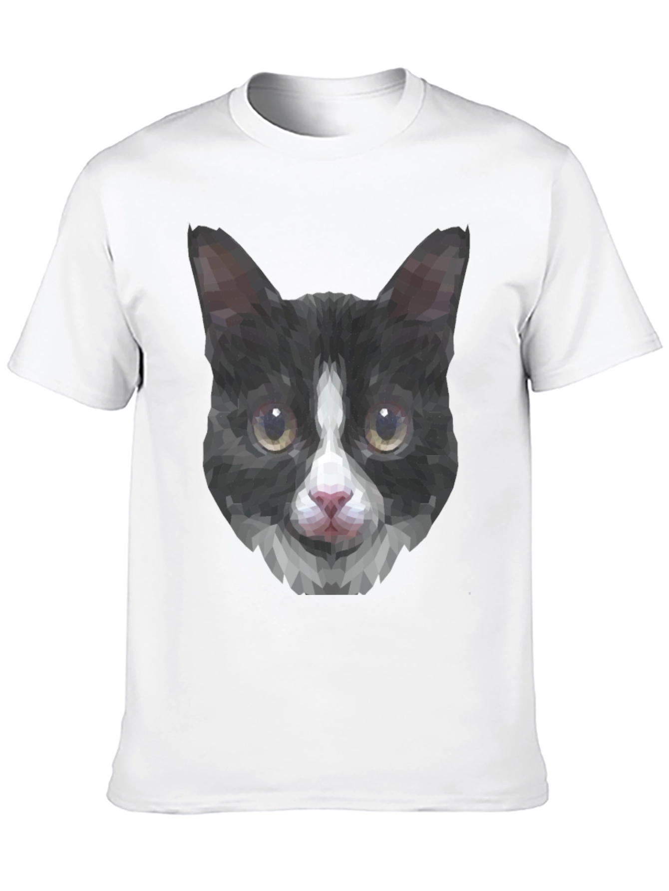 Black Geometric Cat Tee - Modern Graphic T-Shirt view 10