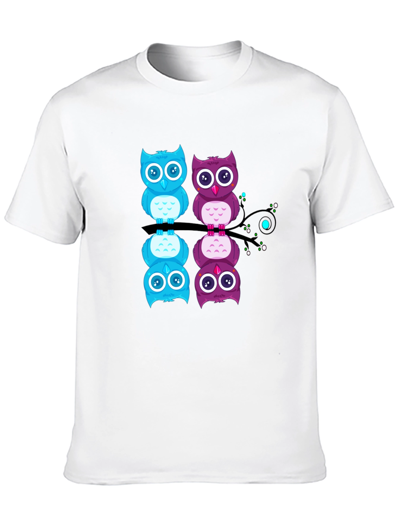 Black Stacked Owls Graphic Print Tee - Men's Black T-Shirt view 10