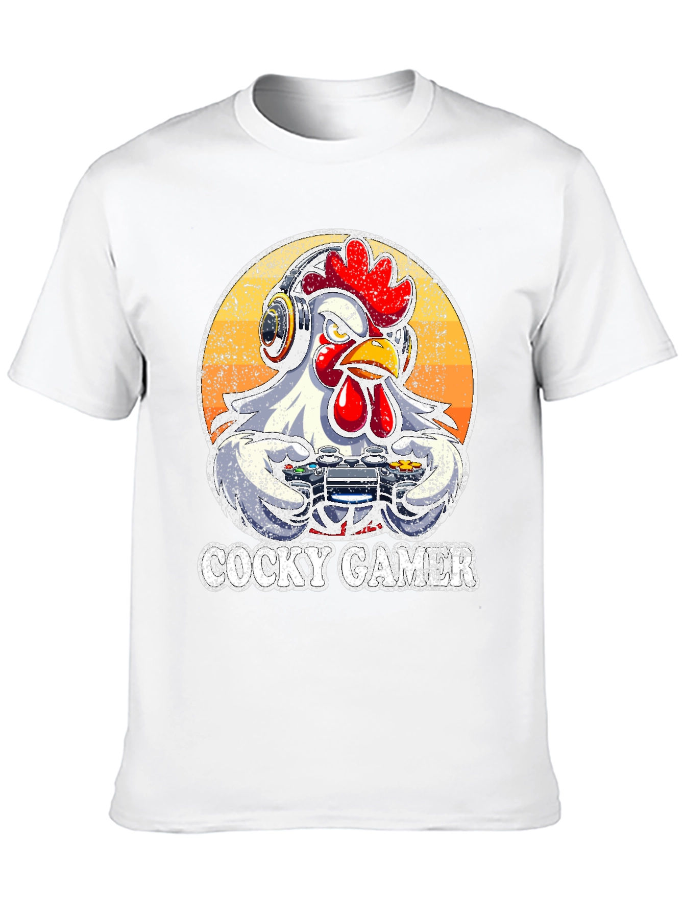 Black Cocky Gamer T-Shirt - Funny Chicken Video Game Tee view 10