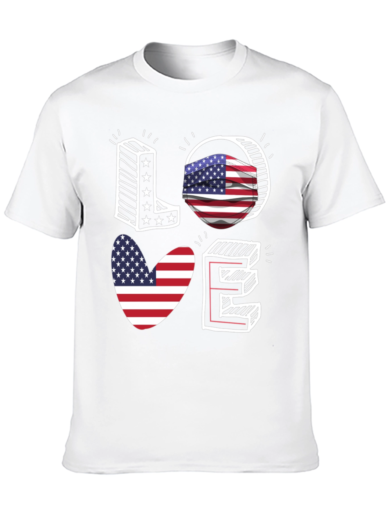 Patriotic LOVE T-Shirt: USA Flag Design - 10
