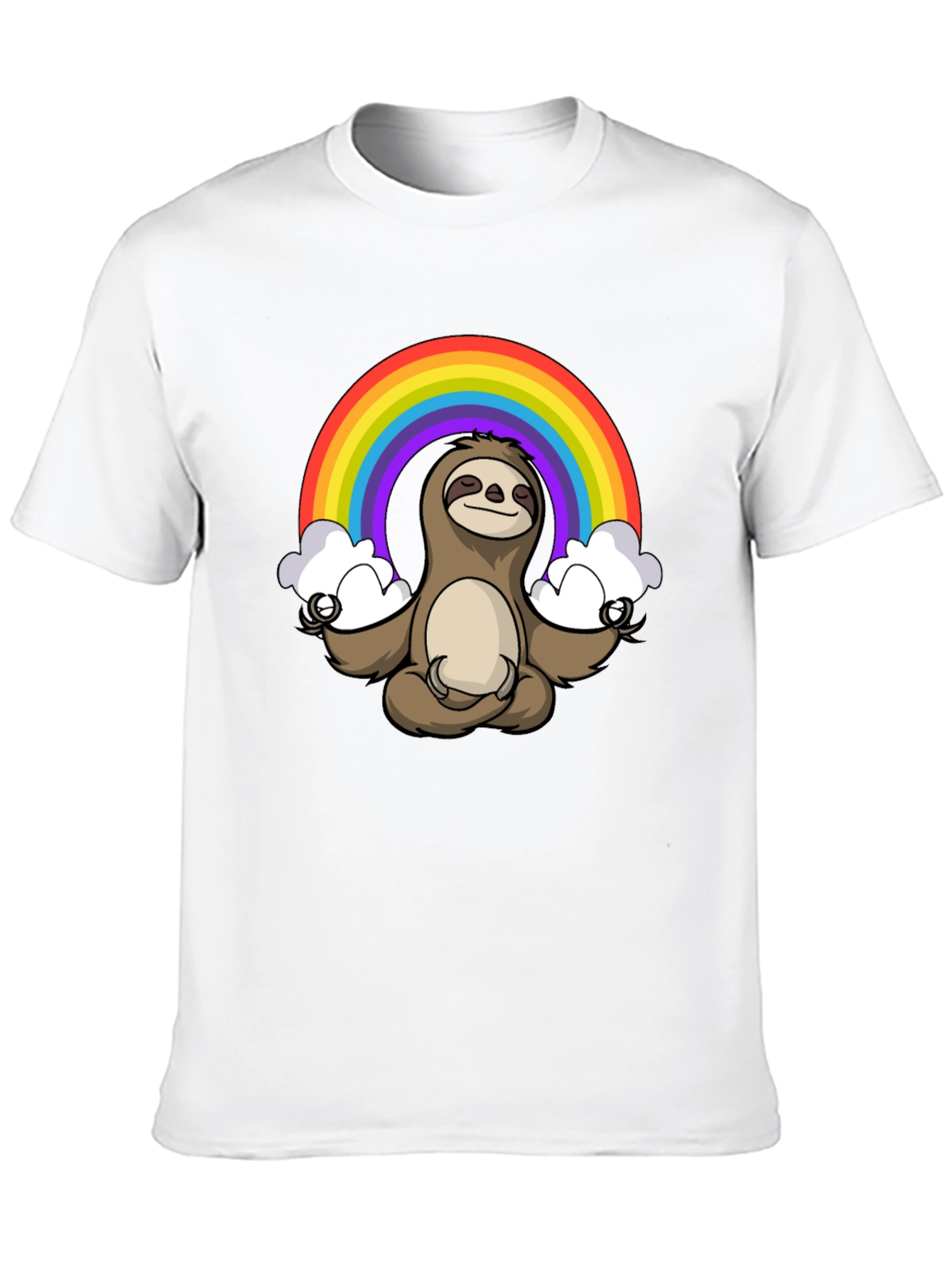 Black Meditating Sloth Rainbow T-Shirt - Relaxed Zen Style view 10