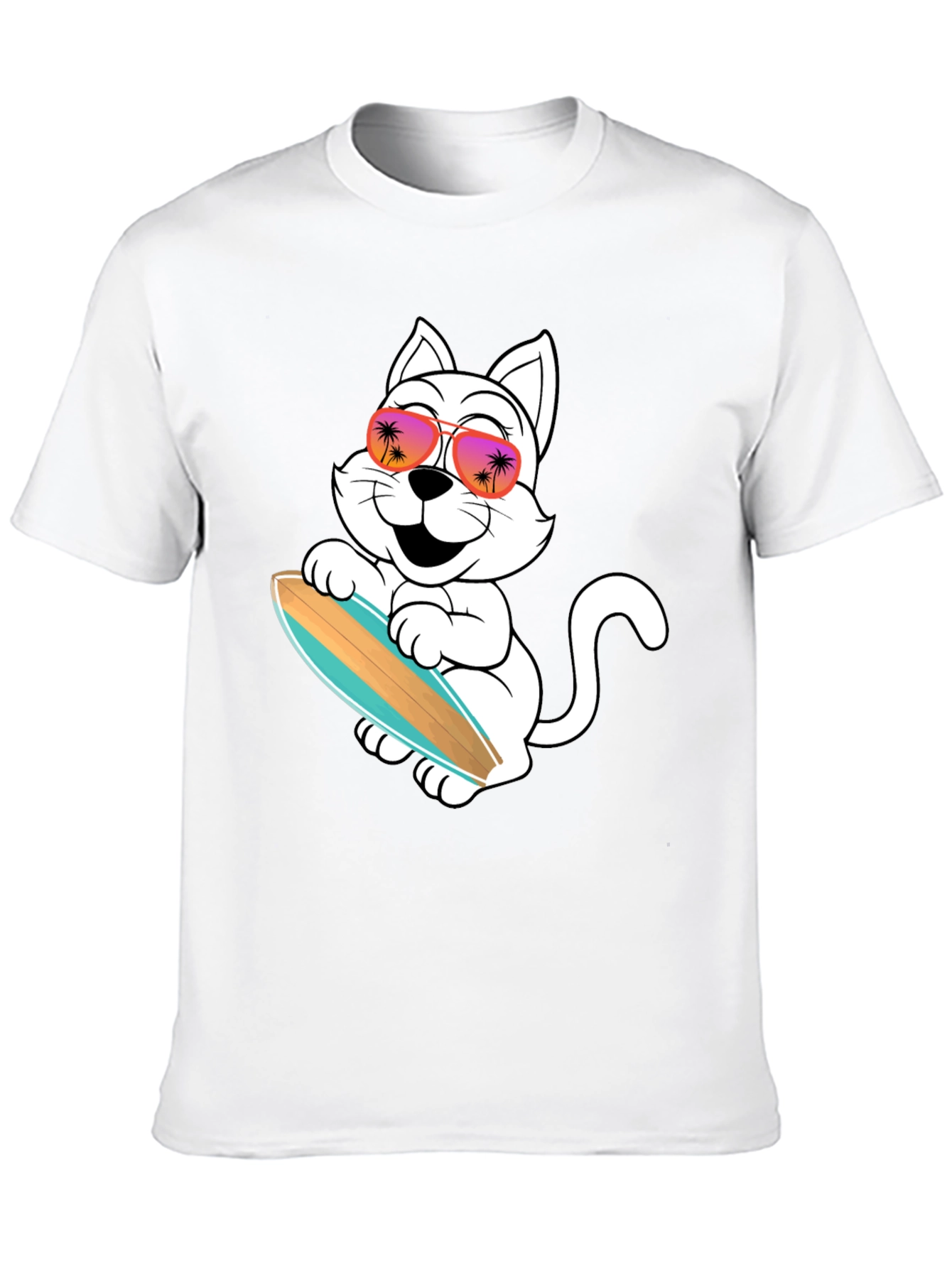 Black Cool Cat Surfing T-Shirt view 10