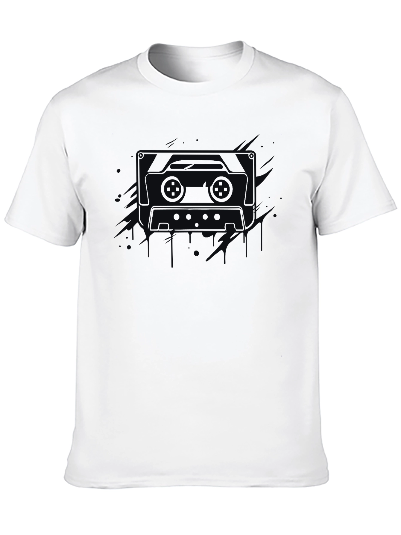 Black Retro Cassette Tape Graphic Tee - Men's Black T-Shirt view 10
