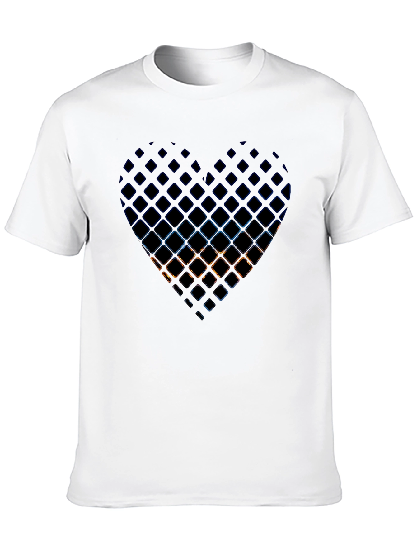 Black Abstract Heart Grid Men's Black T-Shirt view 10