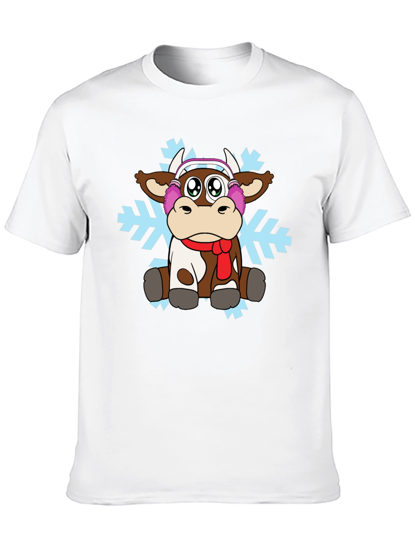 Black Cute Cartoon Cow Winter T-Shirt view 10
