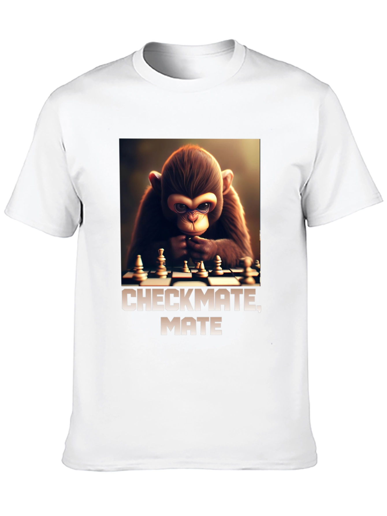 Black Checkmate, Mate! Monkey Chess T-Shirt view 10