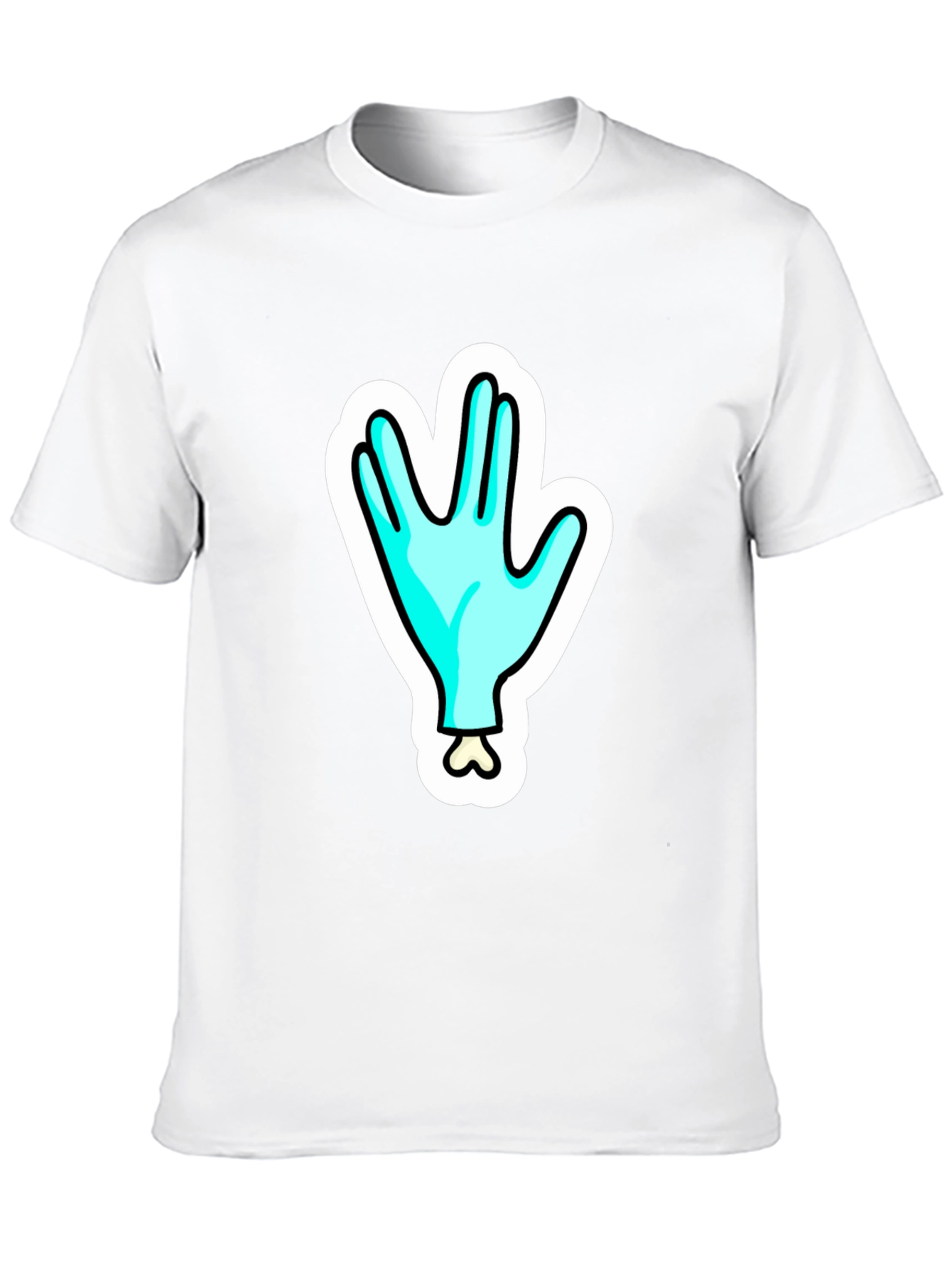 Black Funny Alien Hand T-Shirt - Outer Space Cartoon Tee view 10