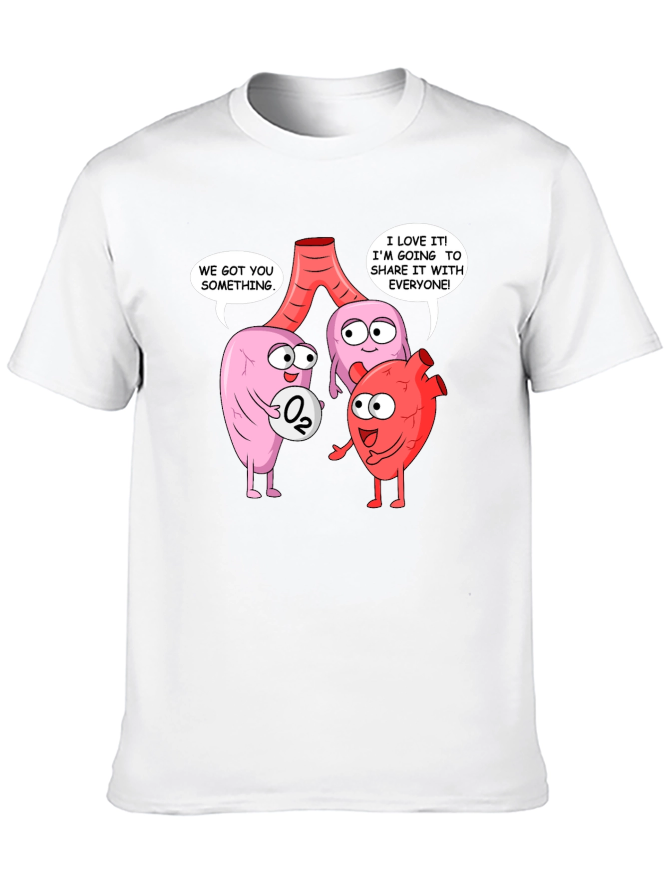 Black Funny Anatomy T-Shirt - Heart, Lungs & Oxygen view 10