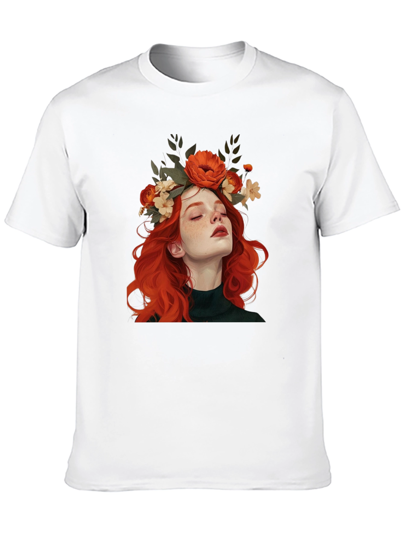 Black Floral Crown Woman Graphic Black T-Shirt view 10