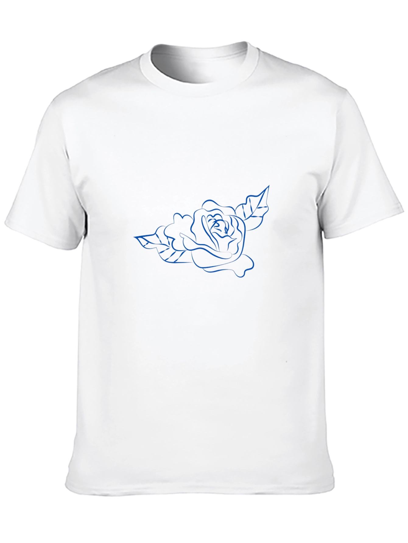 Black Men's Black T-Shirt with Blue Rose Design view 10