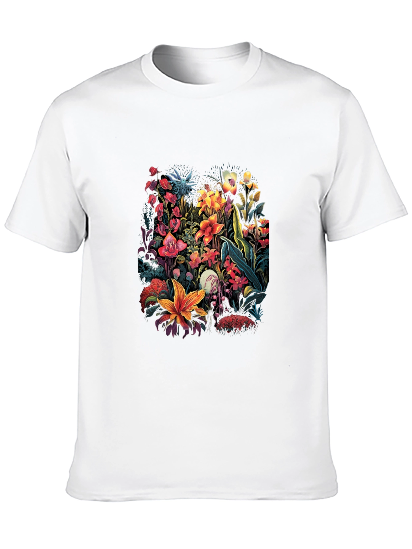 Black Floral Print T-Shirt - Botanical Design view 10