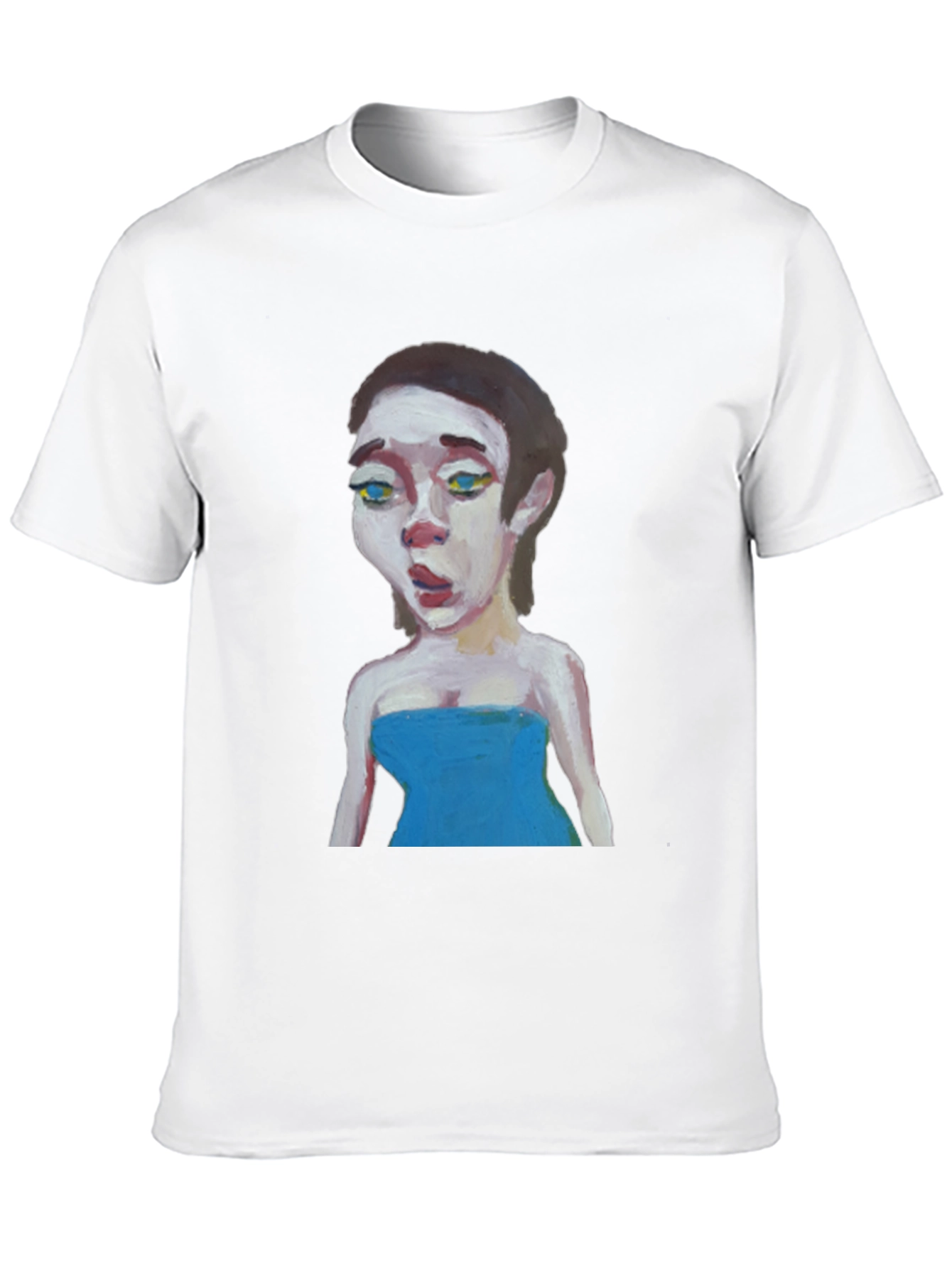 Black Painted Portrait Graphic Tee - Unique Art Shirt view 10