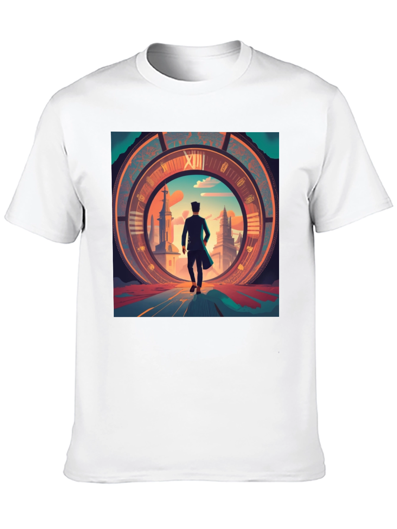 Black Time Traveler Graphic Tee - Black Cotton Blend Shirt view 10