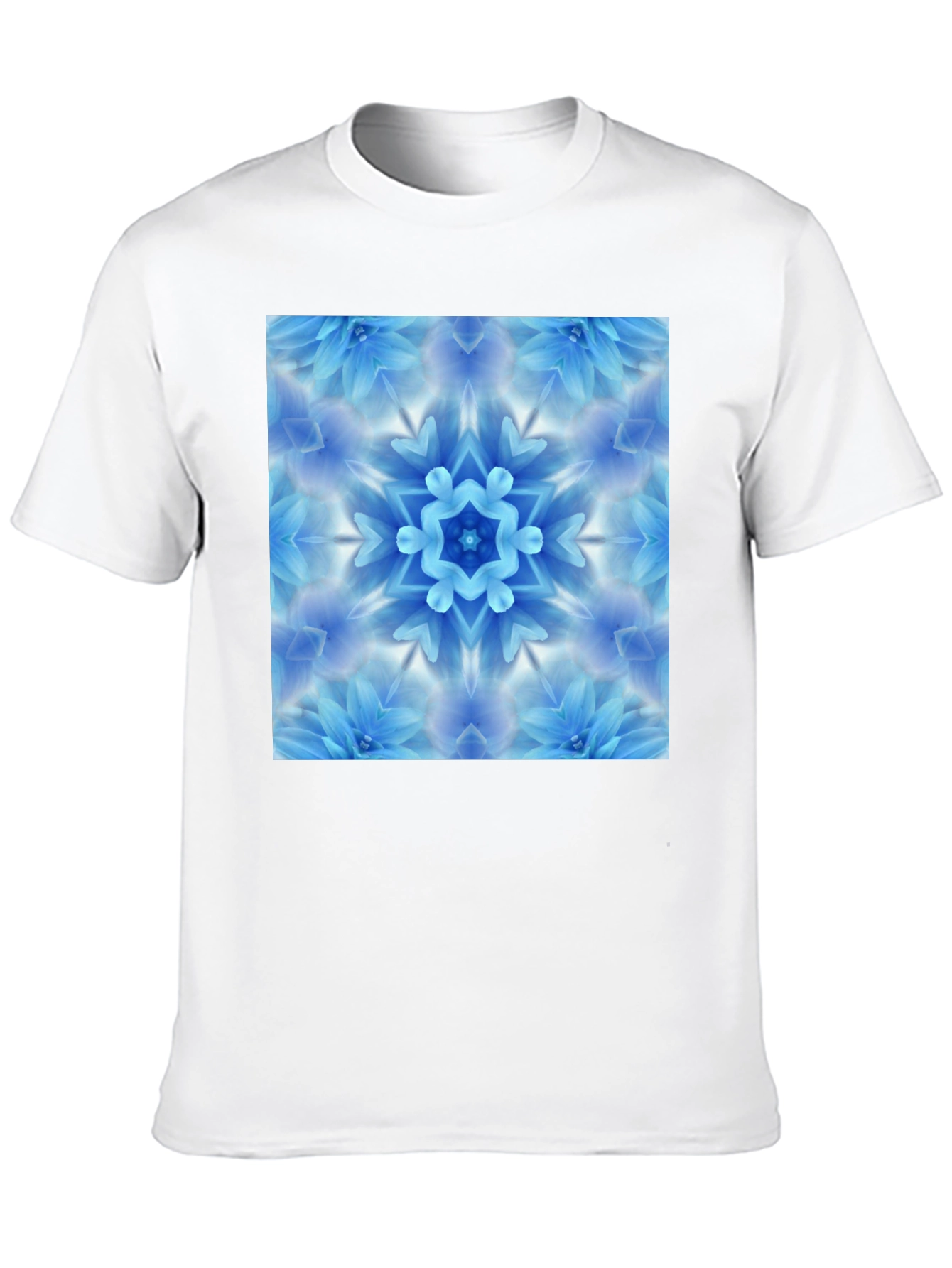Black Black Tee with Blue Flower Mandala Graphic view 10