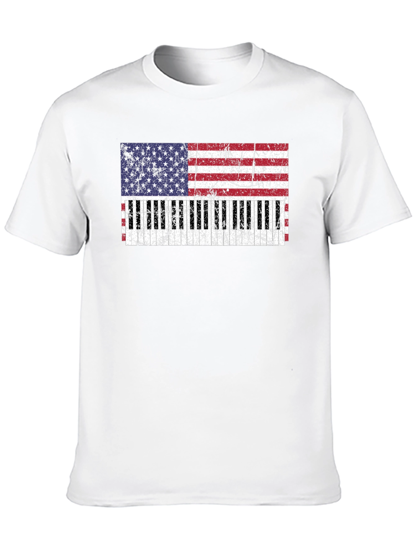 Black American Flag Piano T-Shirt view 10