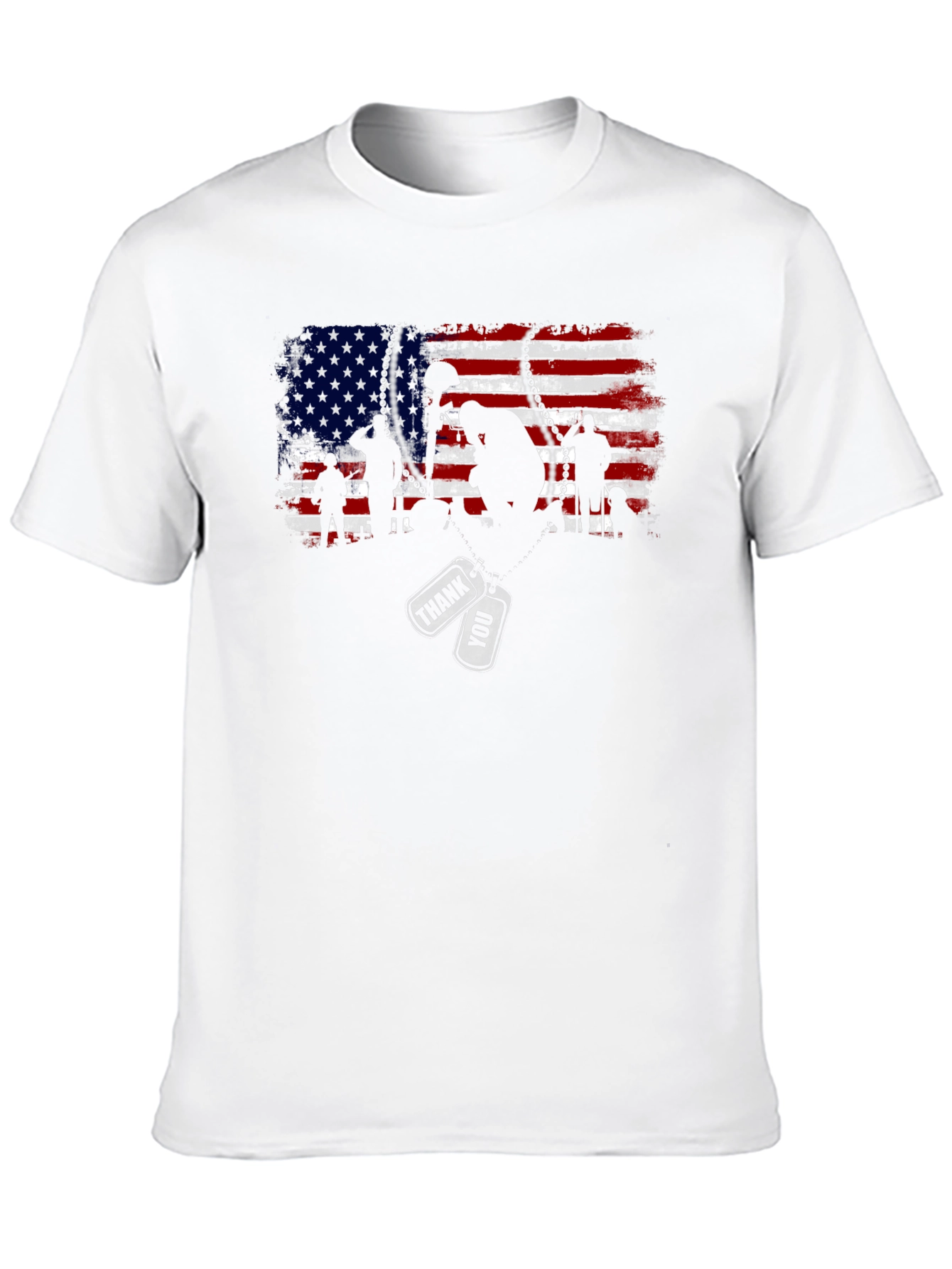 Black Patriotic US Flag Veteran Thank You T-Shirt view 10
