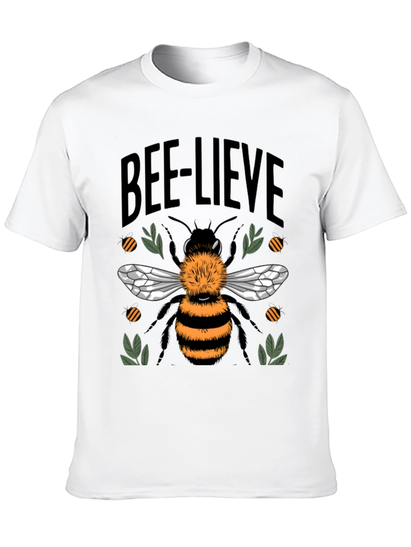 Black Bee-lieve Graphic Tee - Black Cotton T-Shirt view 10