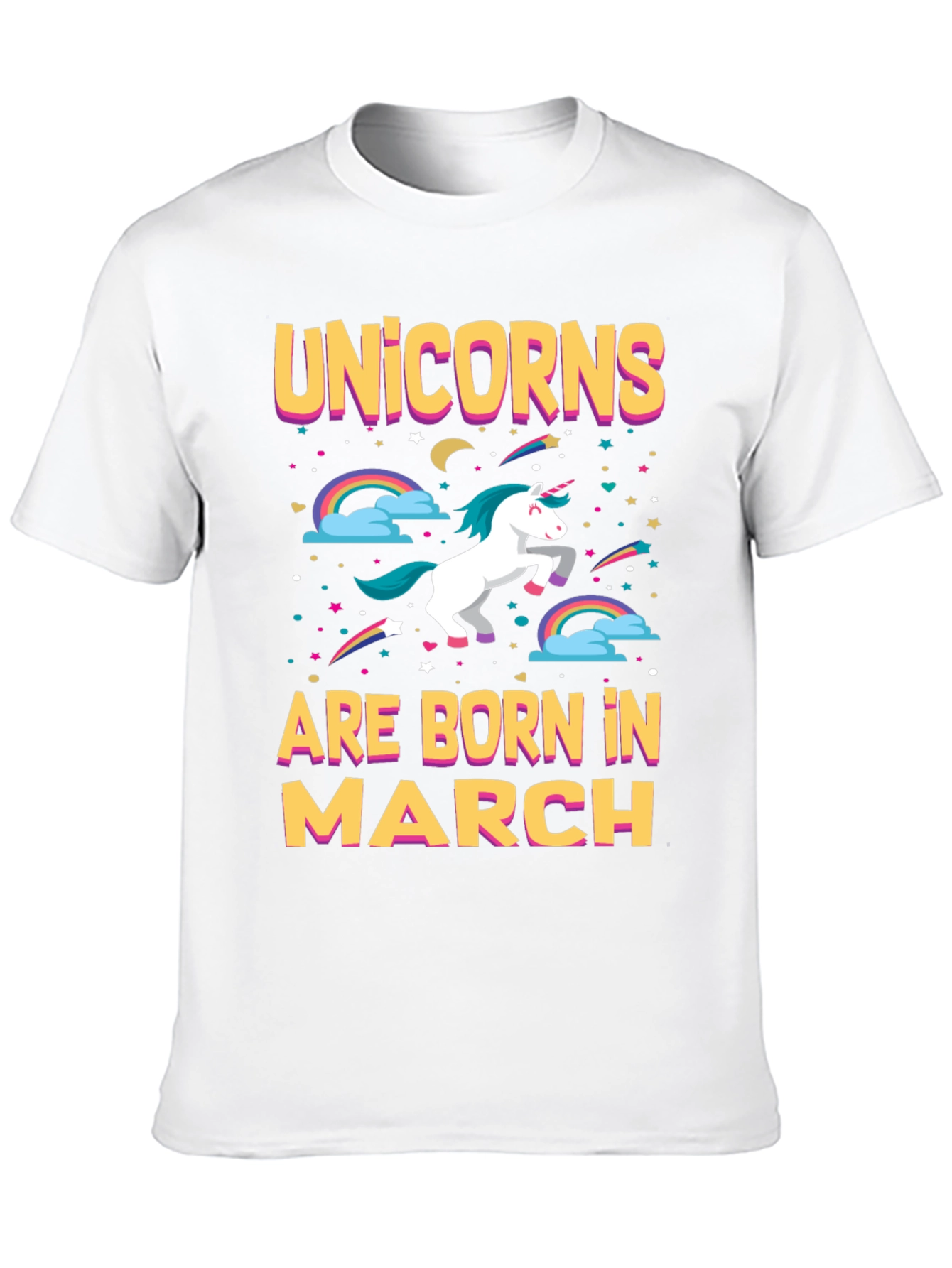 Black Unicorns Born in March T-Shirt view 10