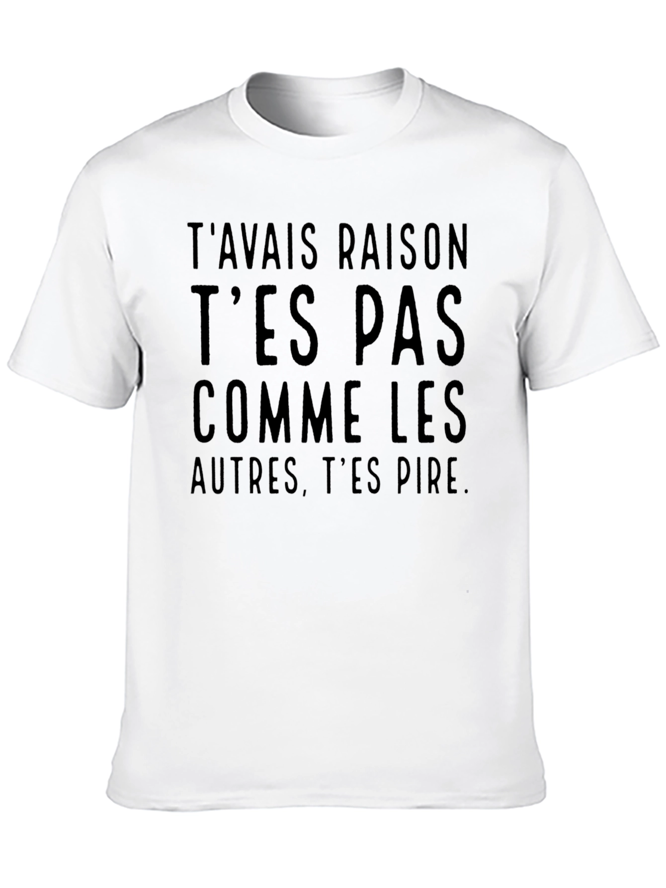 Black Men's Black T-Shirt with Humorous French Text view 10