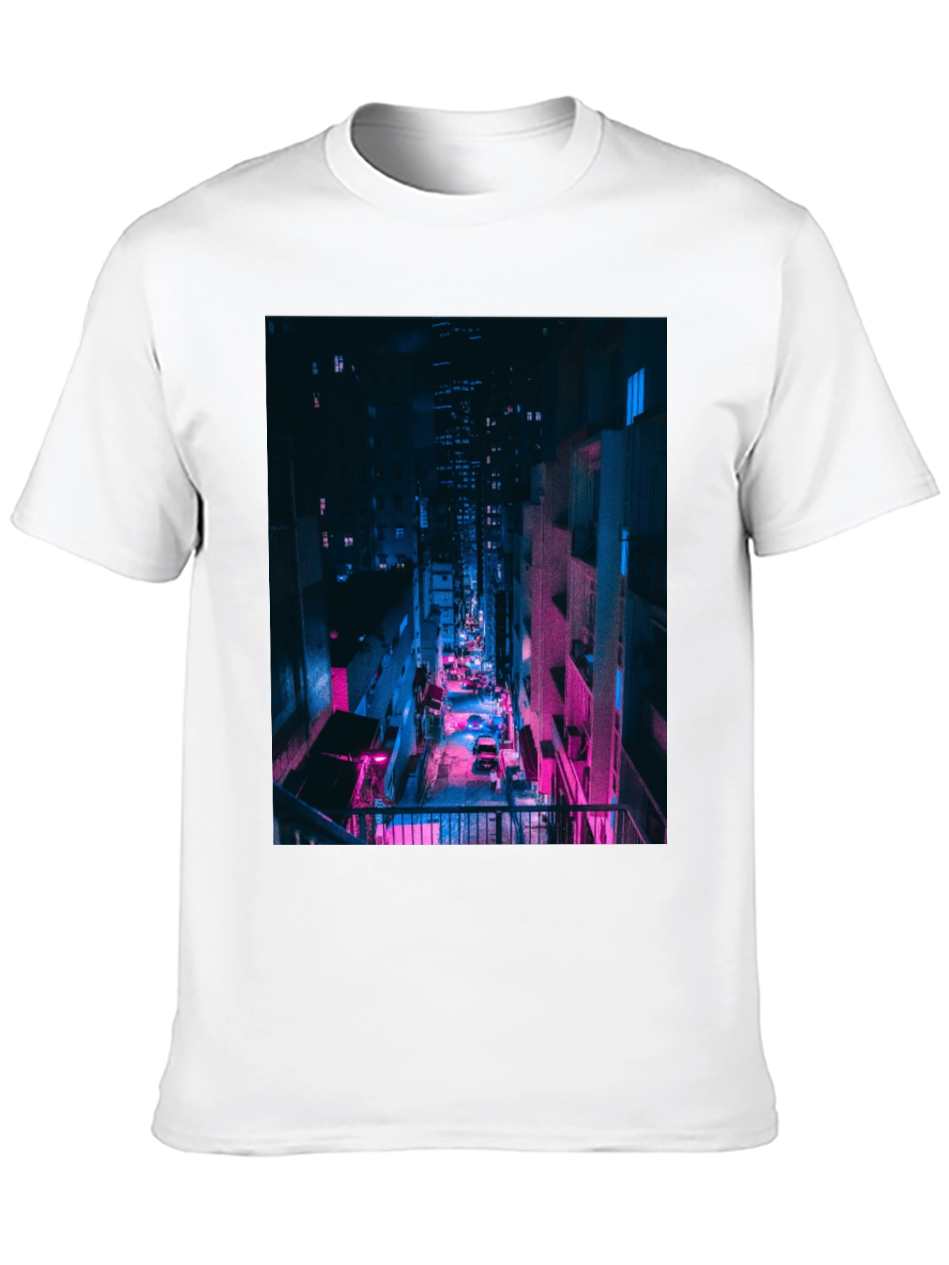 Black Cyberpunk Cityscape Black T-Shirt view 10