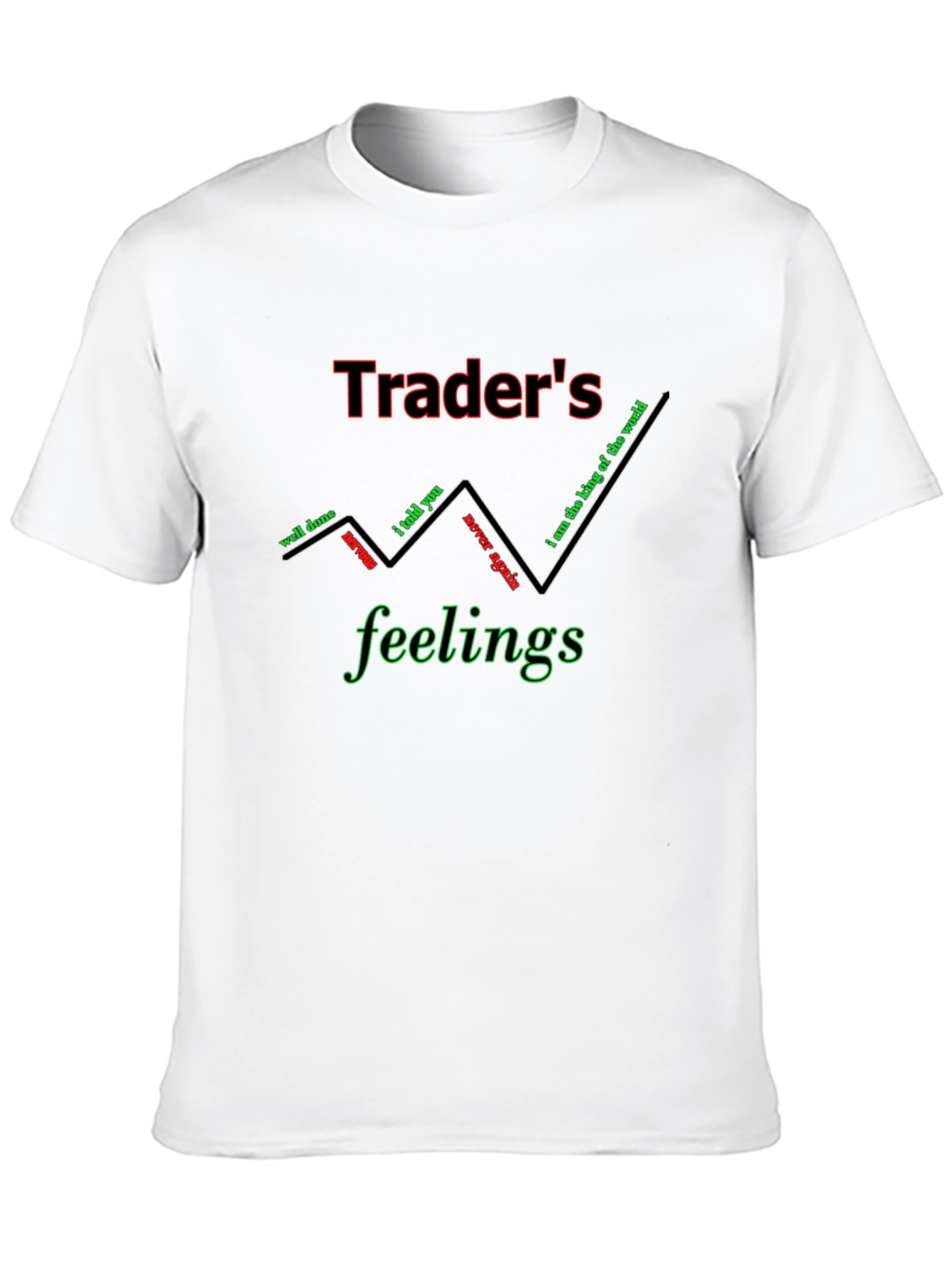 Black Trader's Feelings Graphic Tee - Stock Market Humor T-Shirt view 10