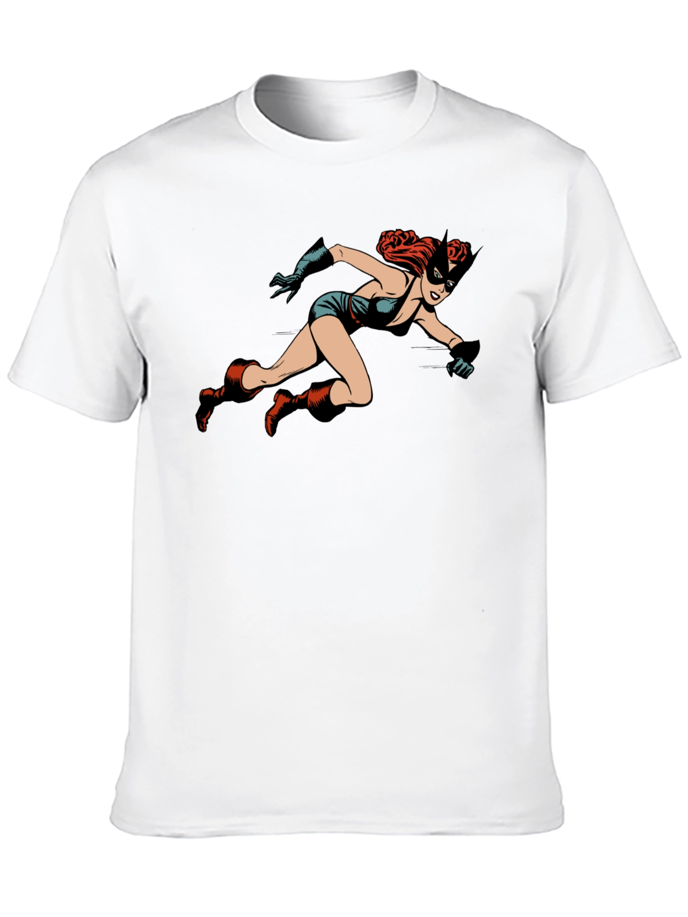 Black Retro Comic Book Heroine Black T-Shirt view 10