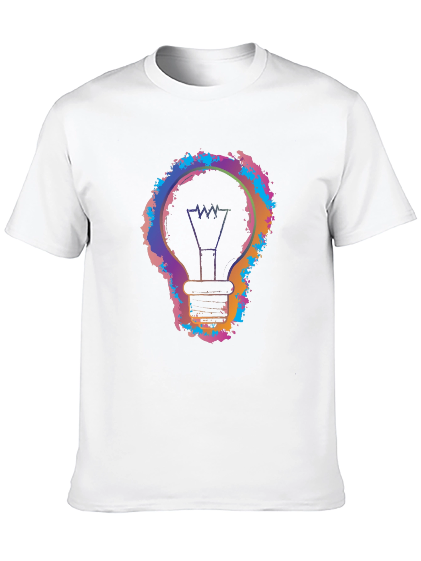 Black Colorful Light Bulb Graphic Black T-Shirt view 10