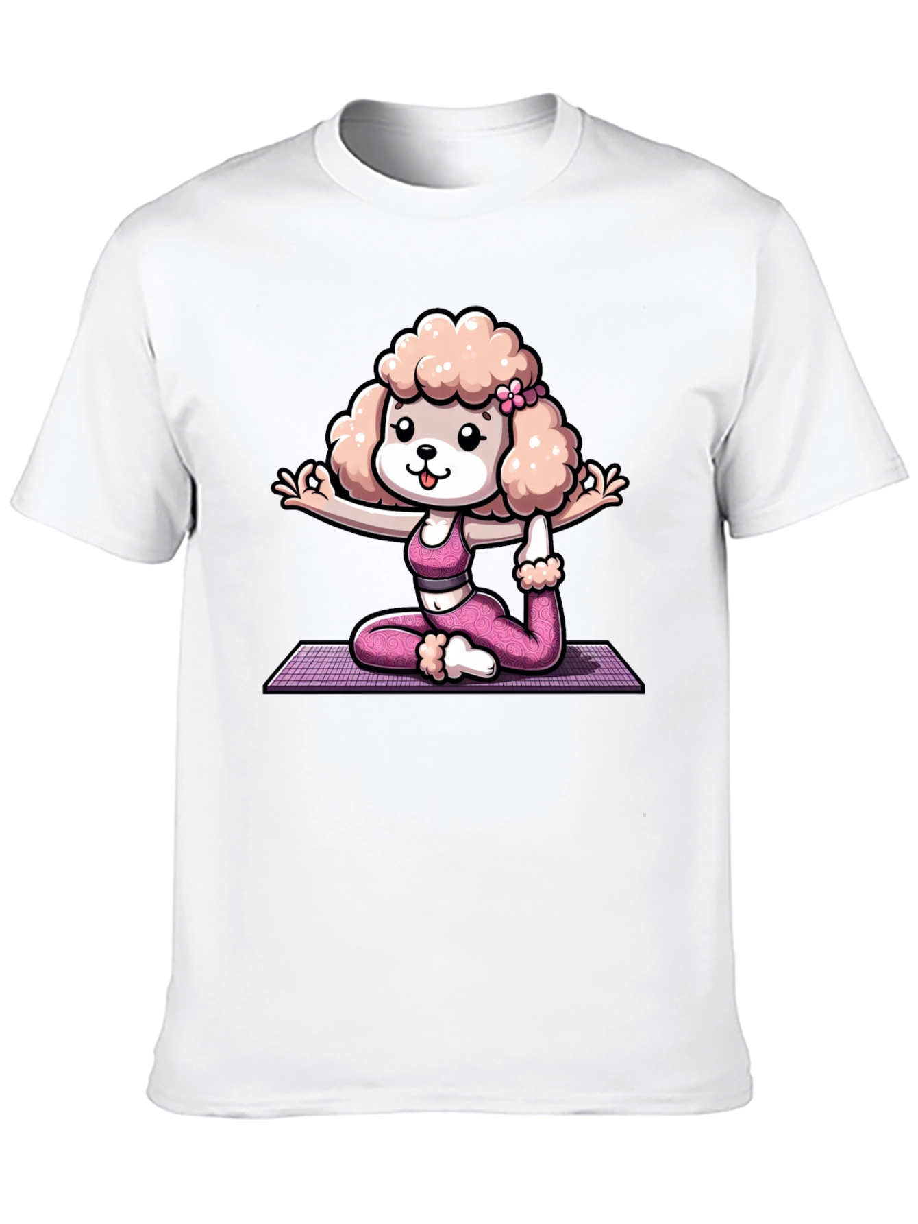 Black Yoga Poodle Graphic Tee - Unisex Cotton T-Shirt view 10