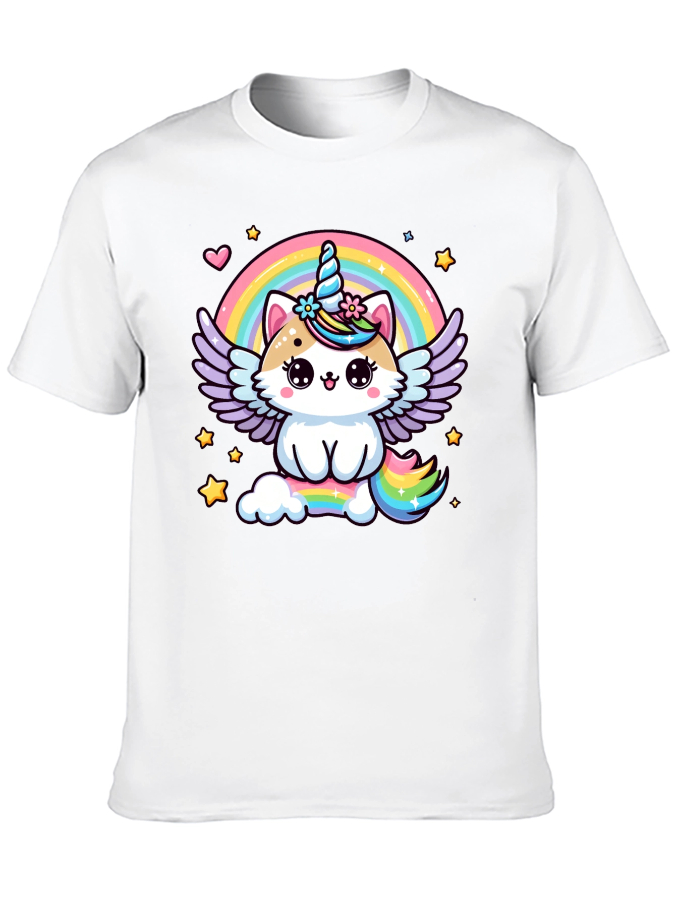 Black Unicorn Cat Rainbow T-Shirt view 10