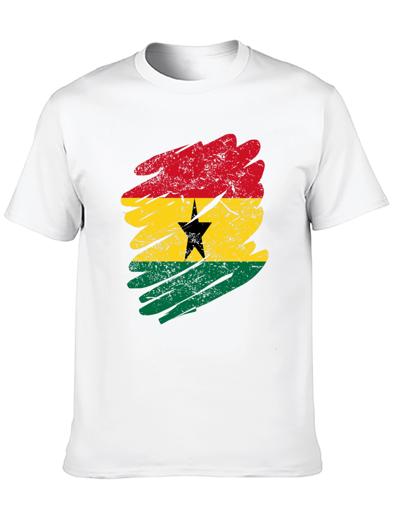 Black Ghana Flag T-Shirt - Distressed Grunge Style view 10