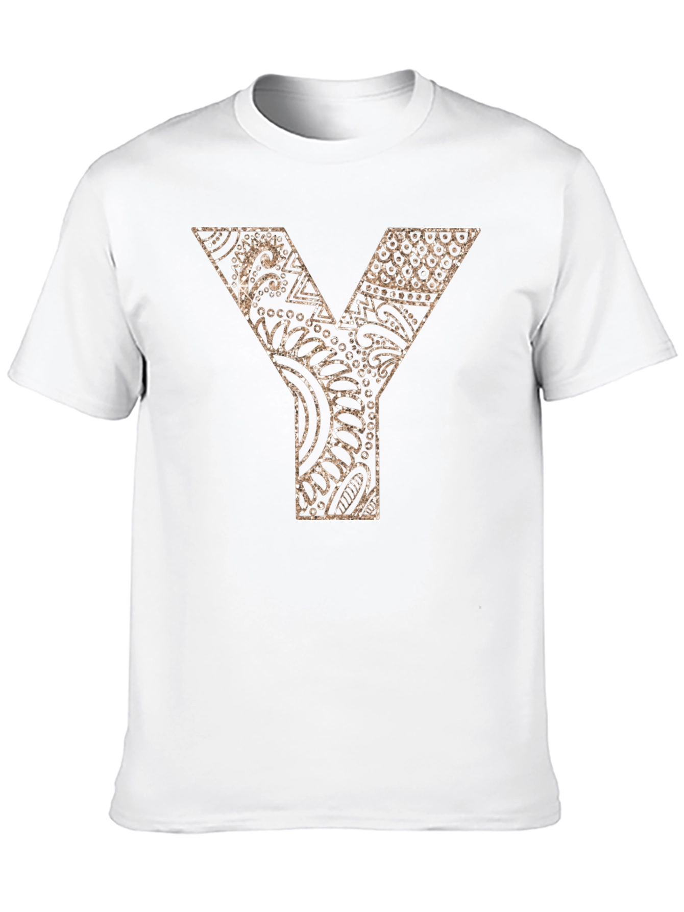 Black Y Letter Patterned Graphic Tee - Black view 10