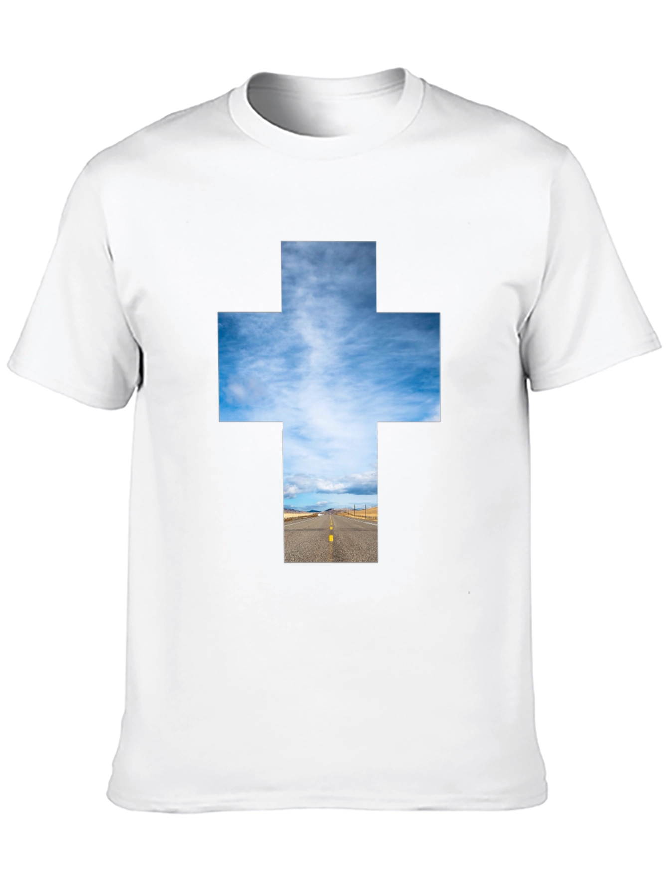 Black Sky Road Cross Graphic Tee - Unisex Black T-Shirt view 10