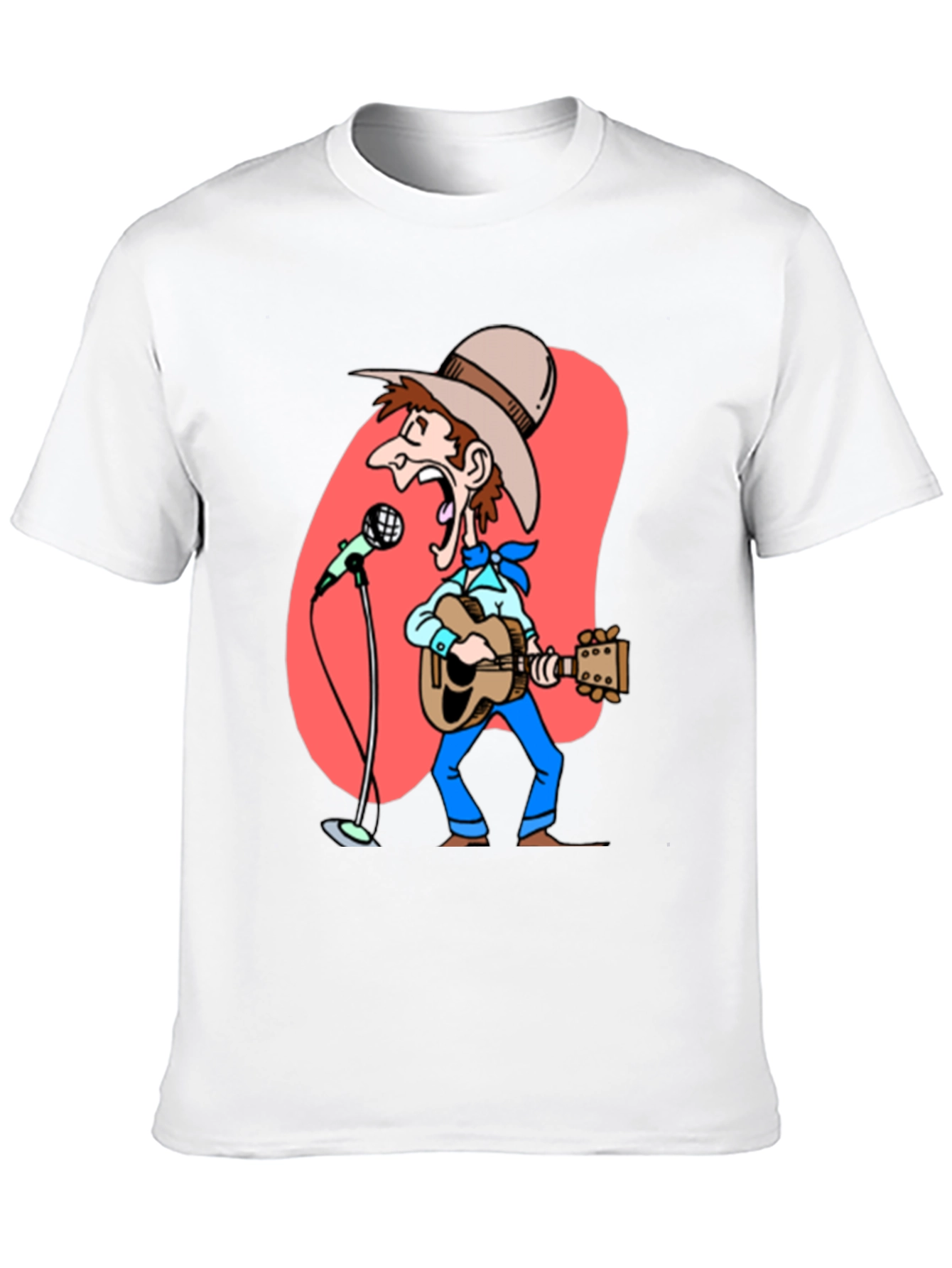 Black Cartoon Cowboy T-Shirt - Guitar & Microphone Graphic view 10