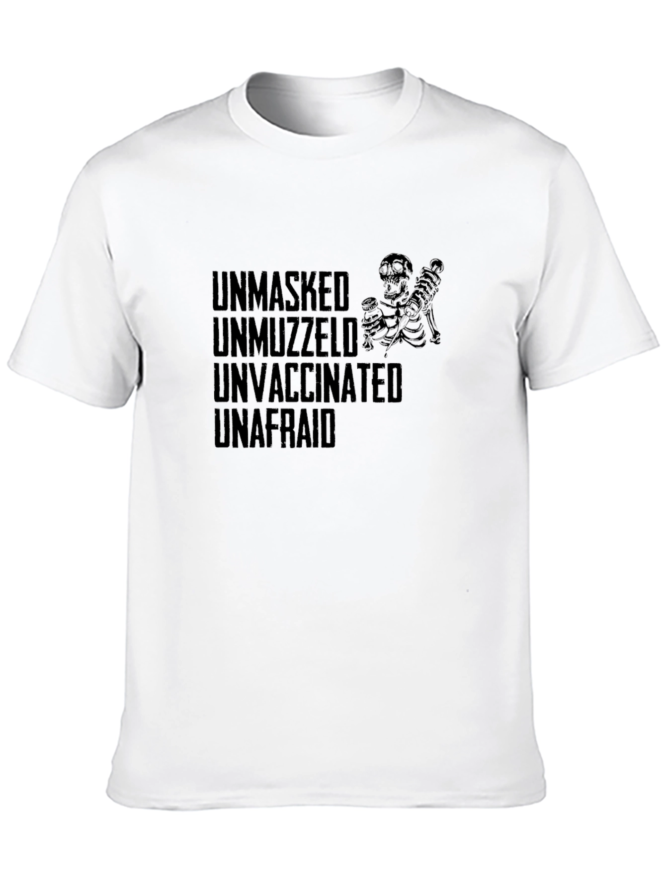 Black Unmasked Unmuzzled Unvaccinated Unafraid T-Shirt view 10