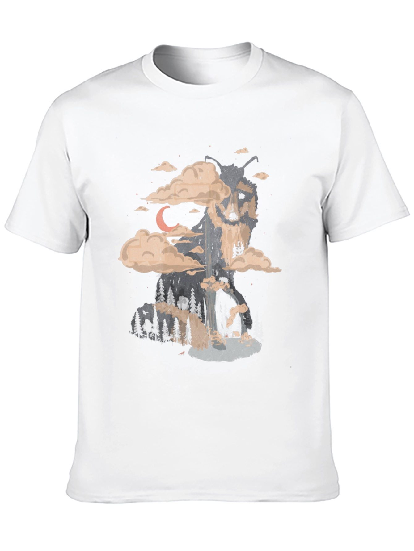 Black Wolf Landscape Graphic Tee - Nature Inspired Print view 10