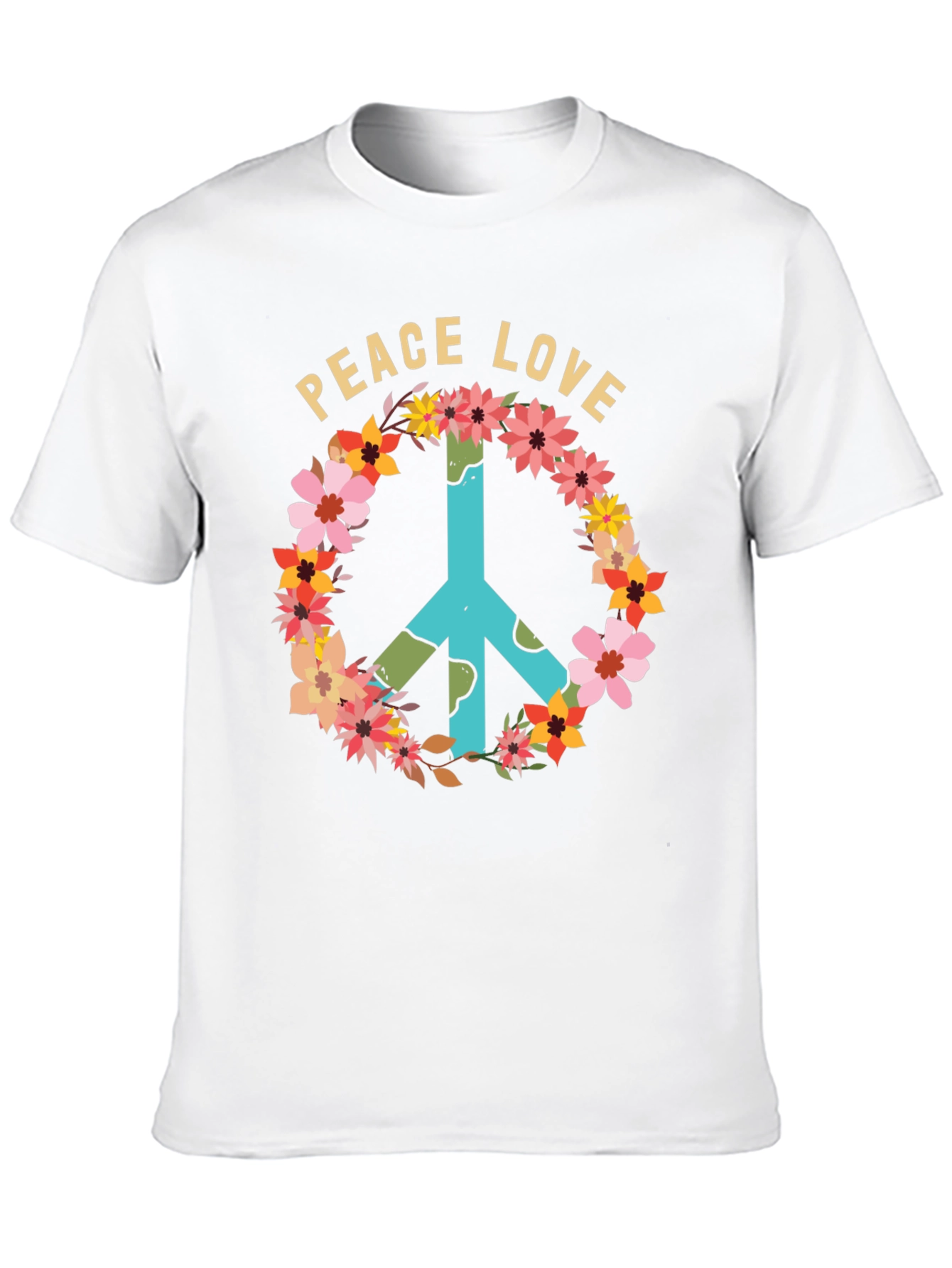 Black Peace Love Floral Sign T-Shirt view 10