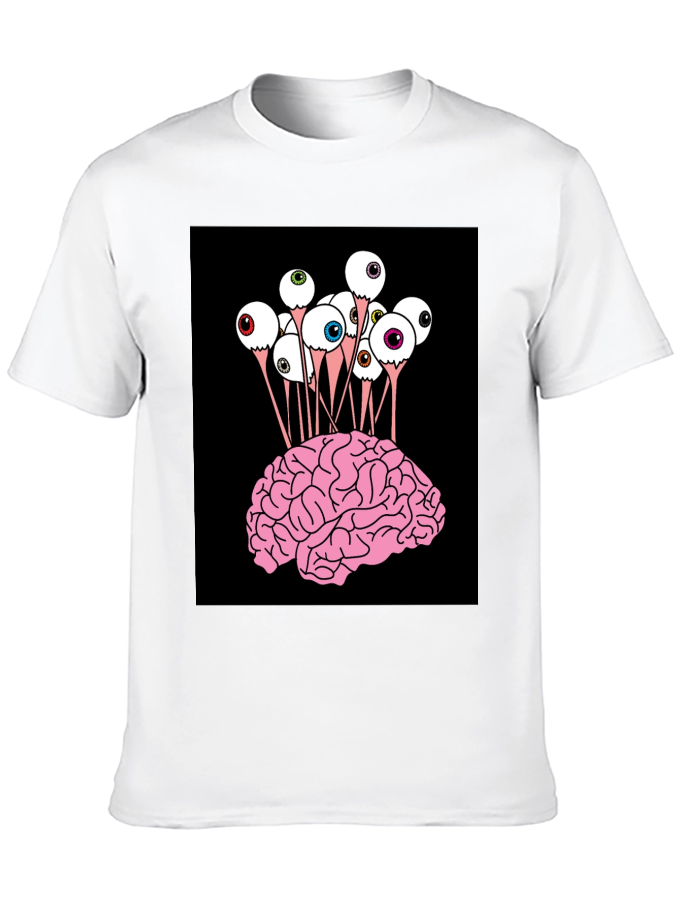 Black Brain & Eyeballs Graphic Tee view 10