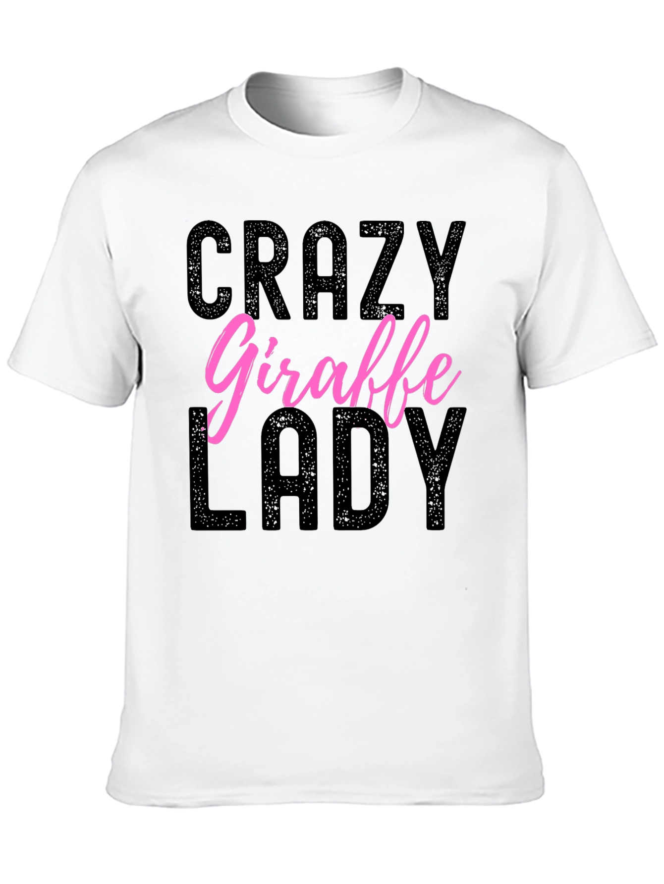 Black Crazy Giraffe Lady Graphic T-Shirt - Novelty Animal Lover Tee view 10