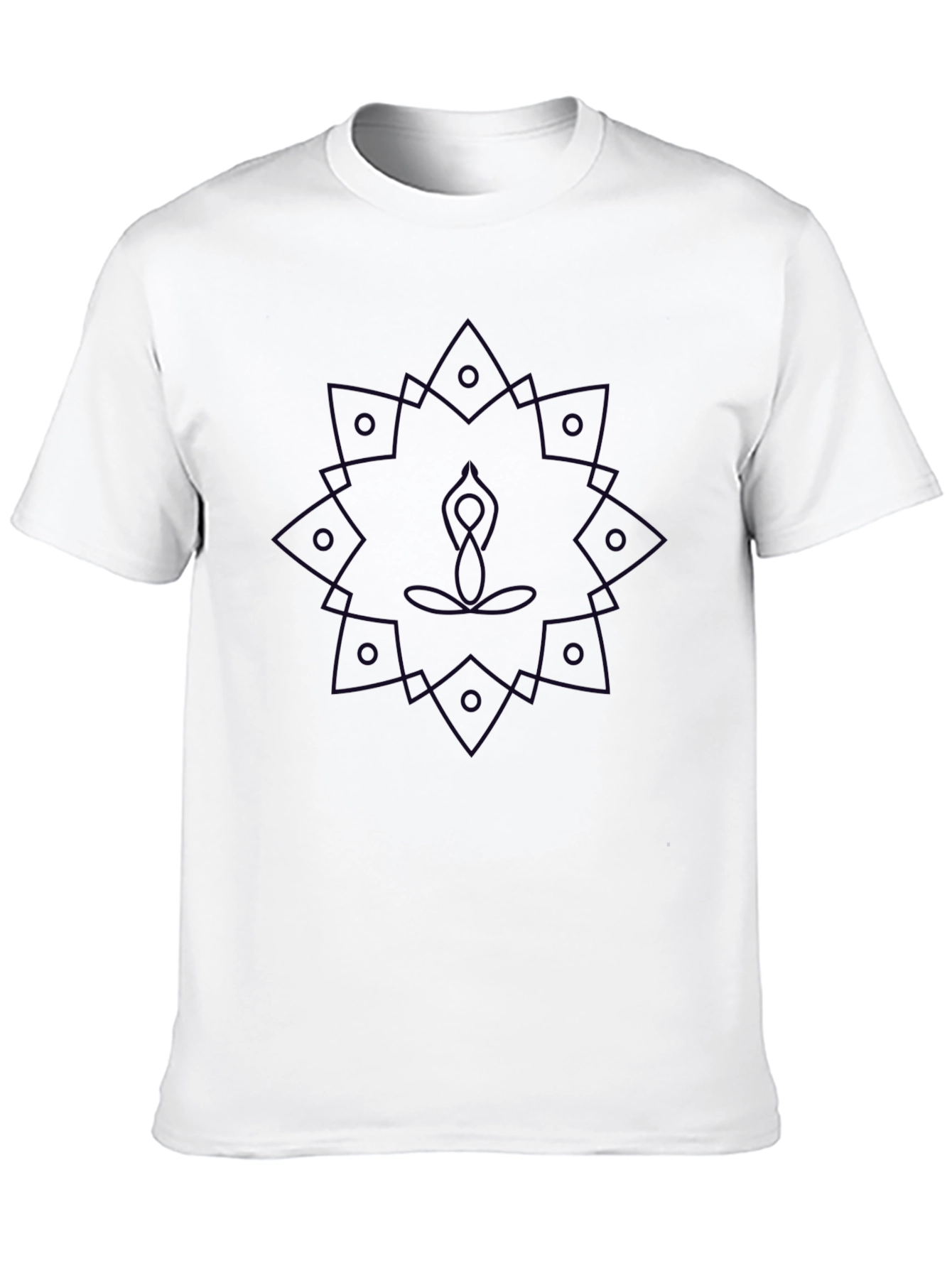 Black Geometric Mandala Yoga Graphic T-Shirt view 10