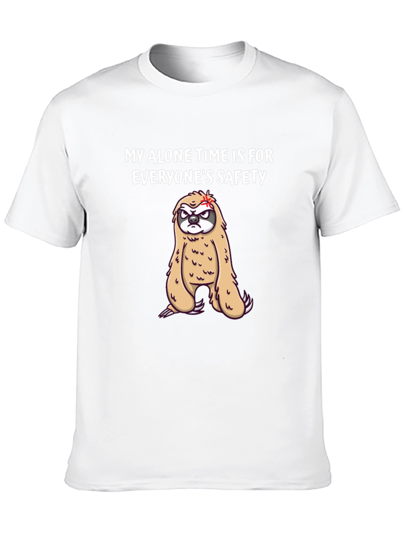 Black Funny Sloth Graphic Tee - Alone Time Safety view 10
