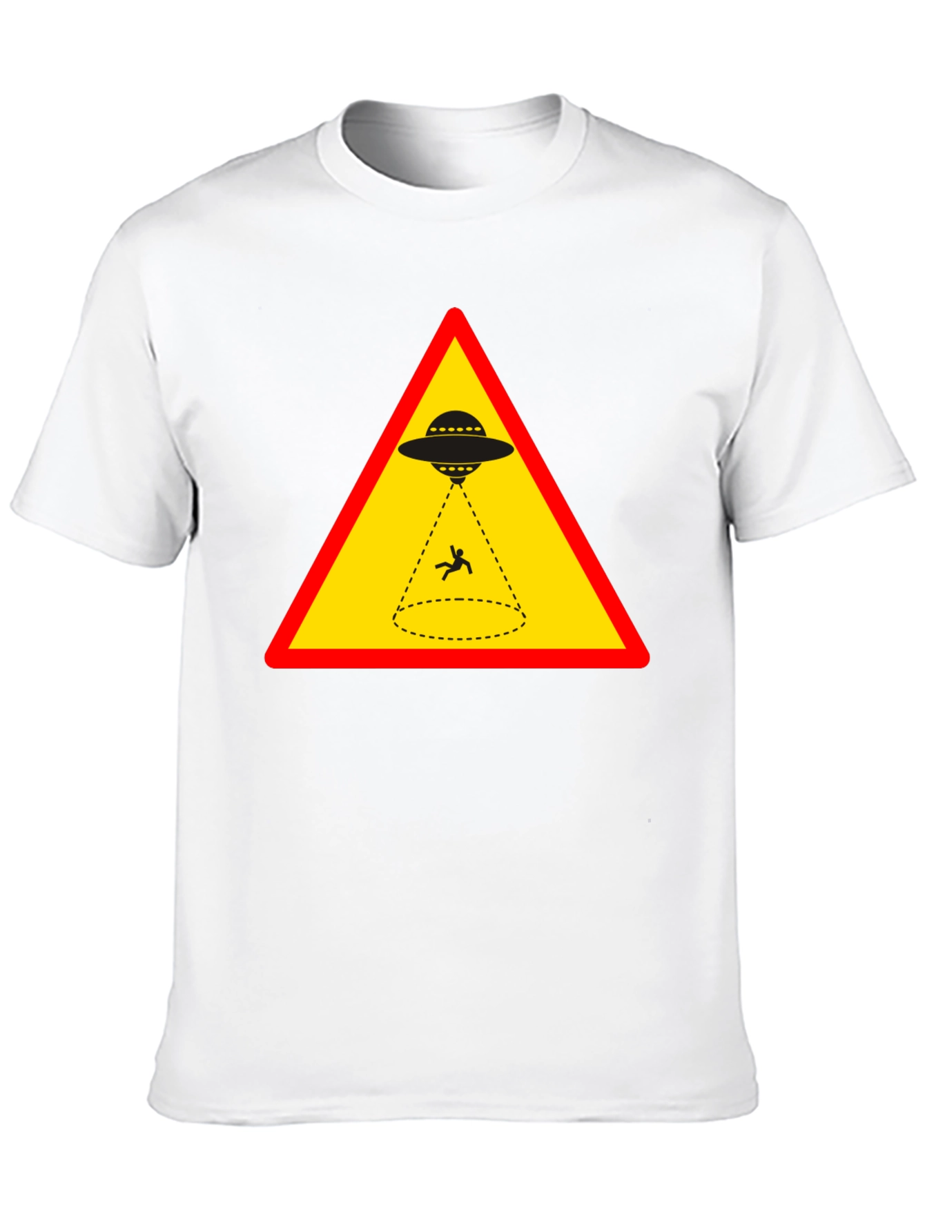 Black Alien Abduction T-Shirt - Warning Sign Graphic view 10