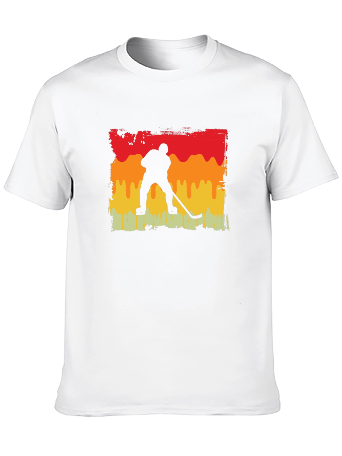 Black Retro Hockey Player Graphic Tee - Black Cotton T-Shirt view 10