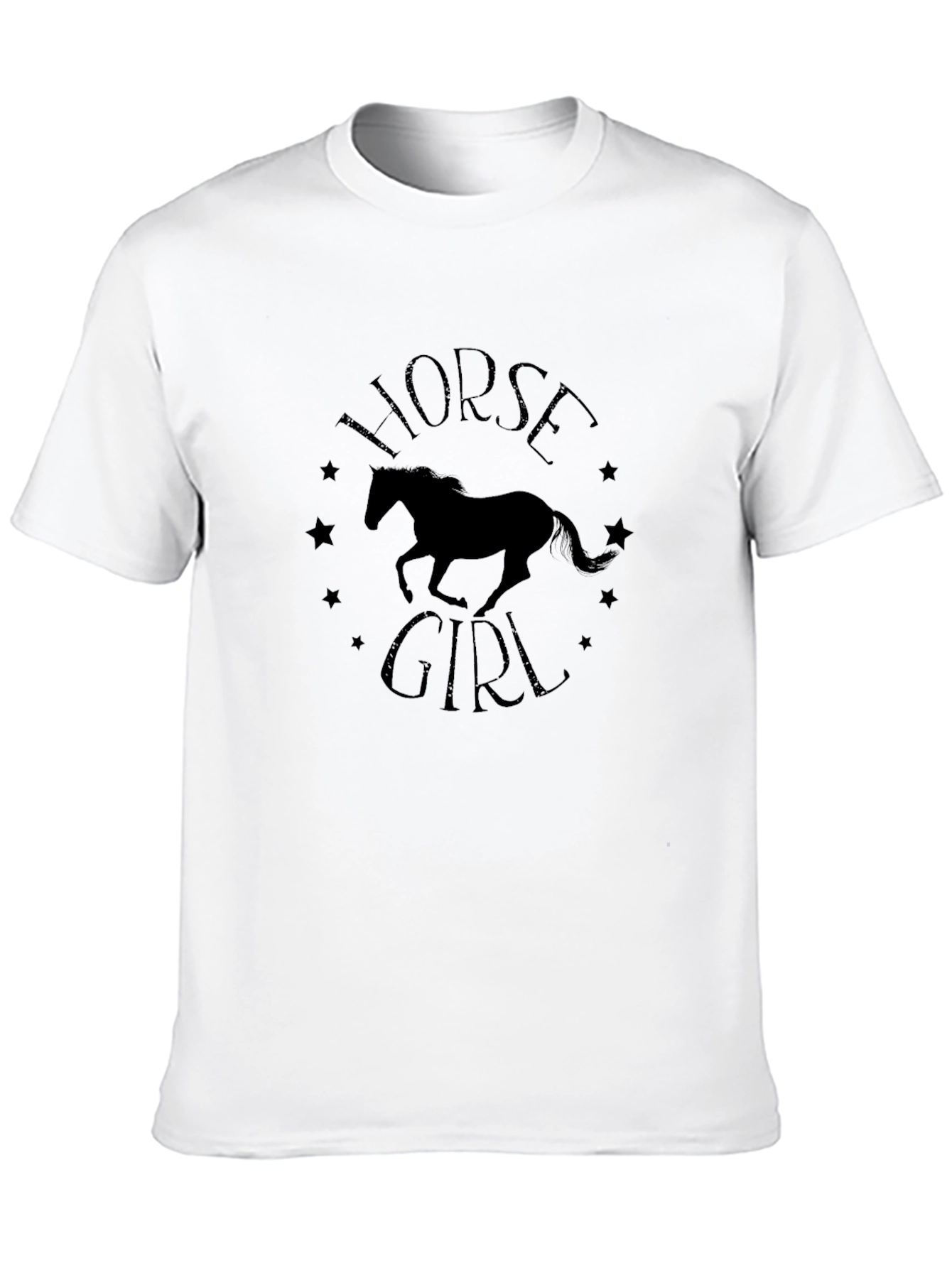 Black Horse Girl Graphic Tee - Black Cotton T-Shirt view 10