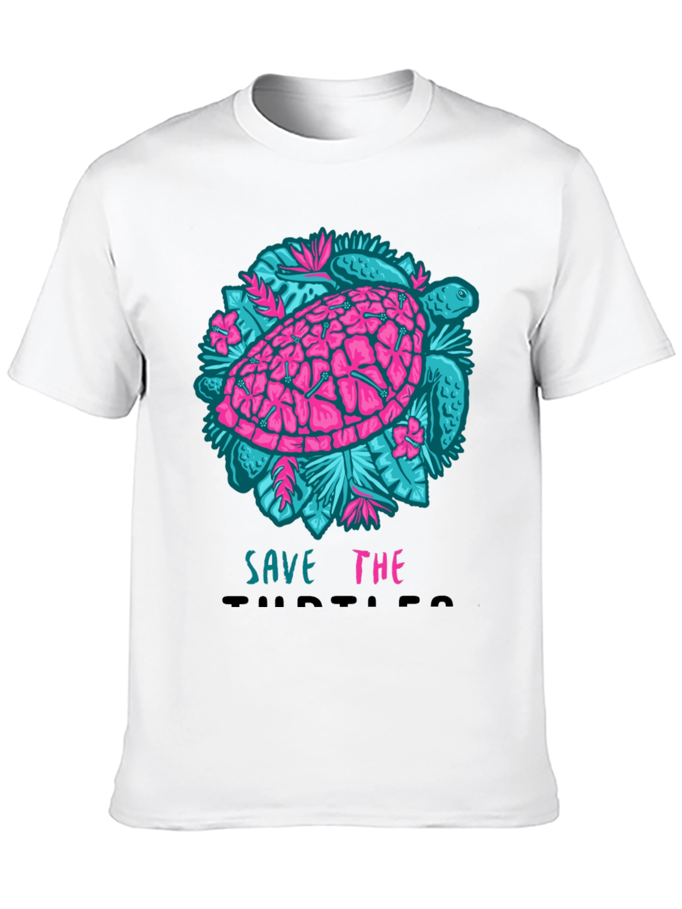 Black Save the Turtles Graphic Tee - Black Cotton T-Shirt view 10