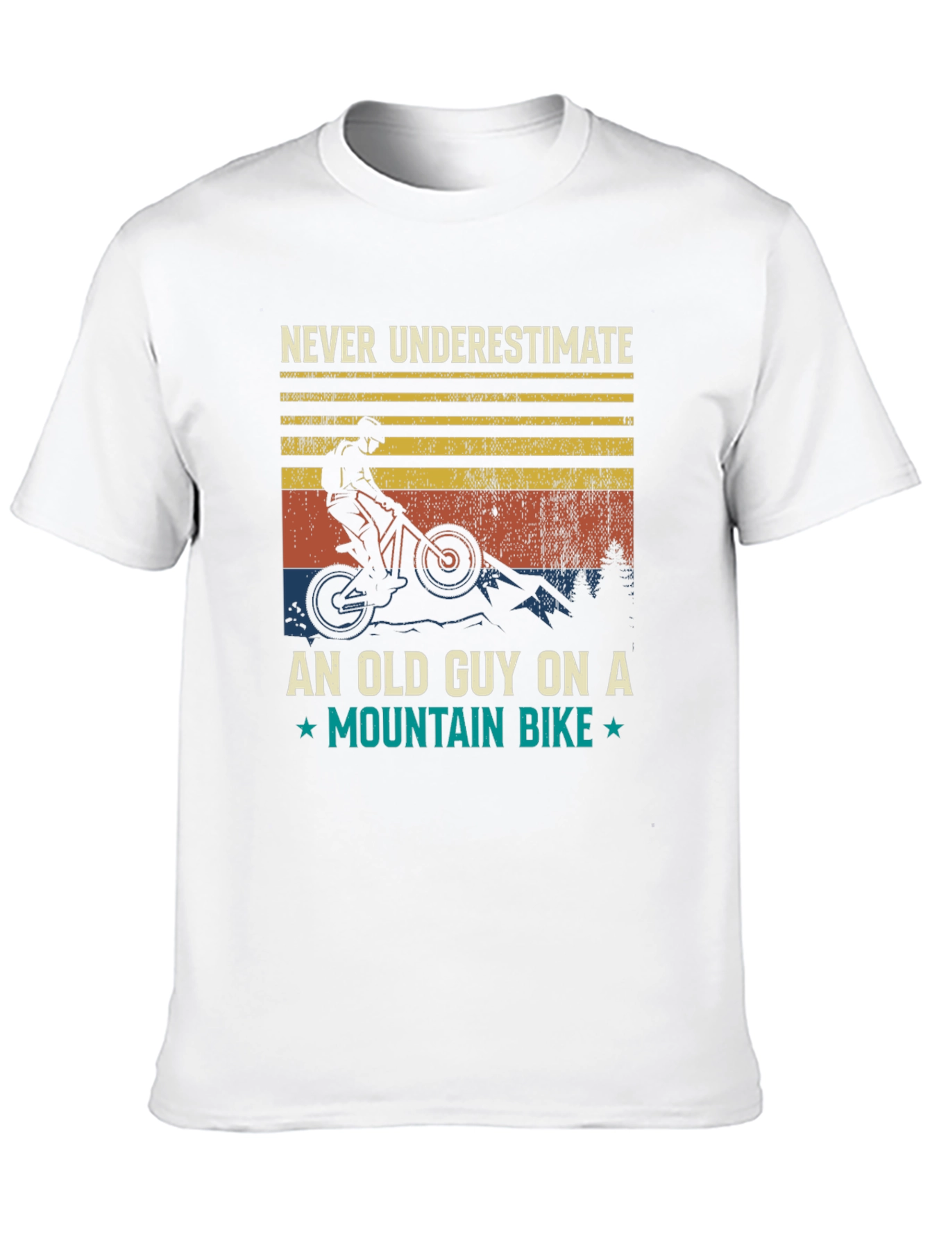 Black Never Underestimate Old Guy Mountain Bike T-Shirt view 10