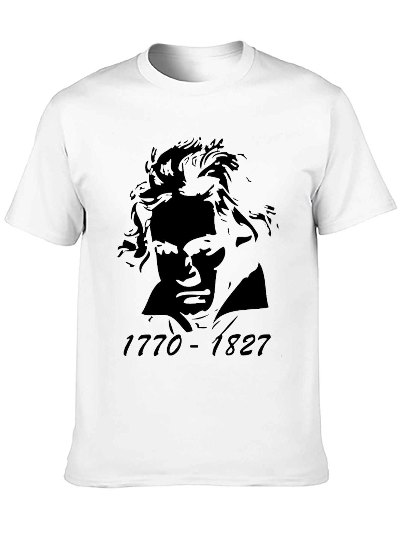 Black Beethoven Portrait Graphic Tee - Black Cotton Blend T-Shirt view 10