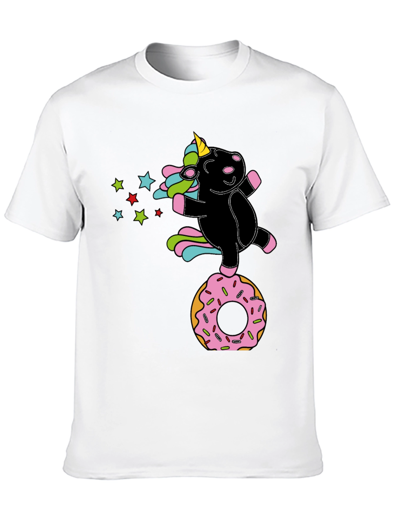 Black Unicorn Donut Black T-Shirt Fun Design view 10