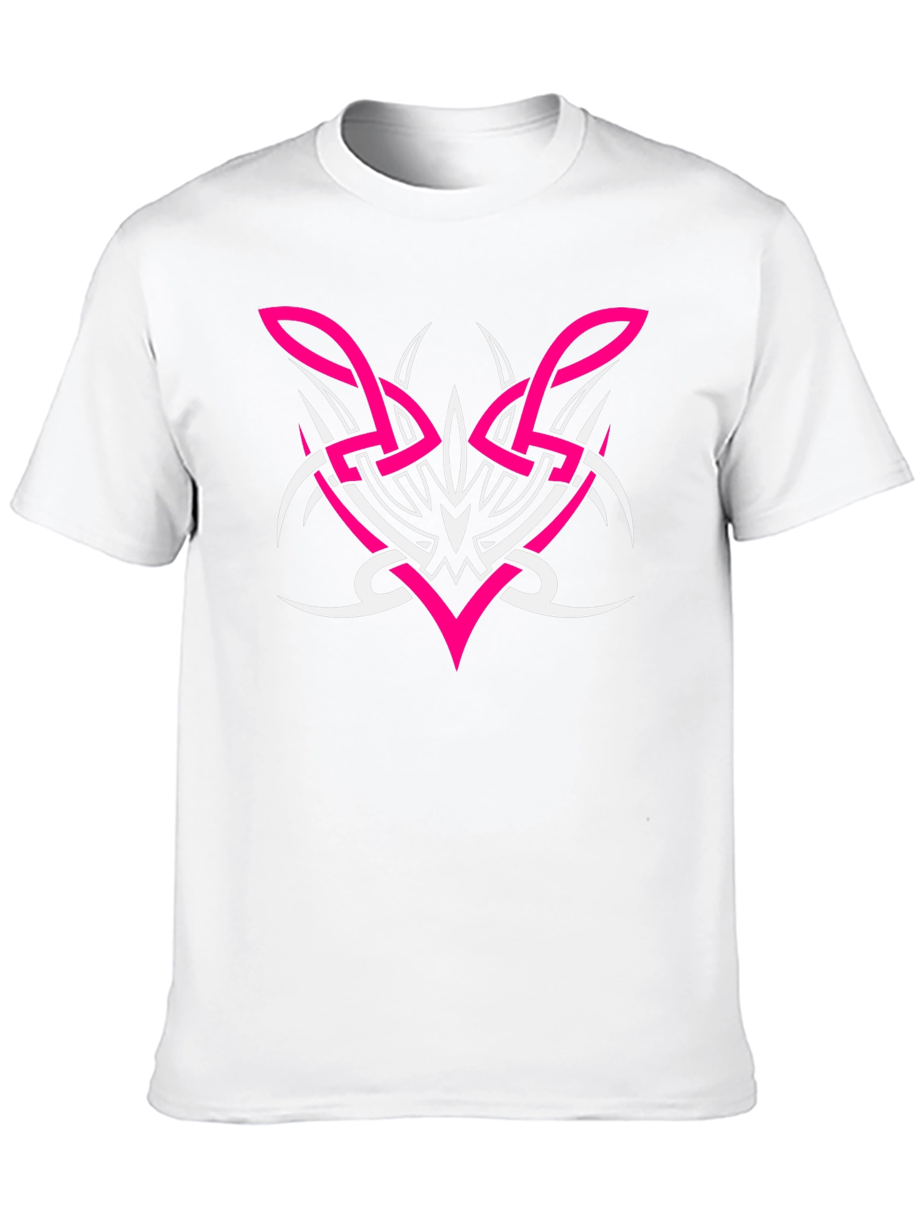 Black Men's Black Tee with Pink and White Tribal Graphic view 10