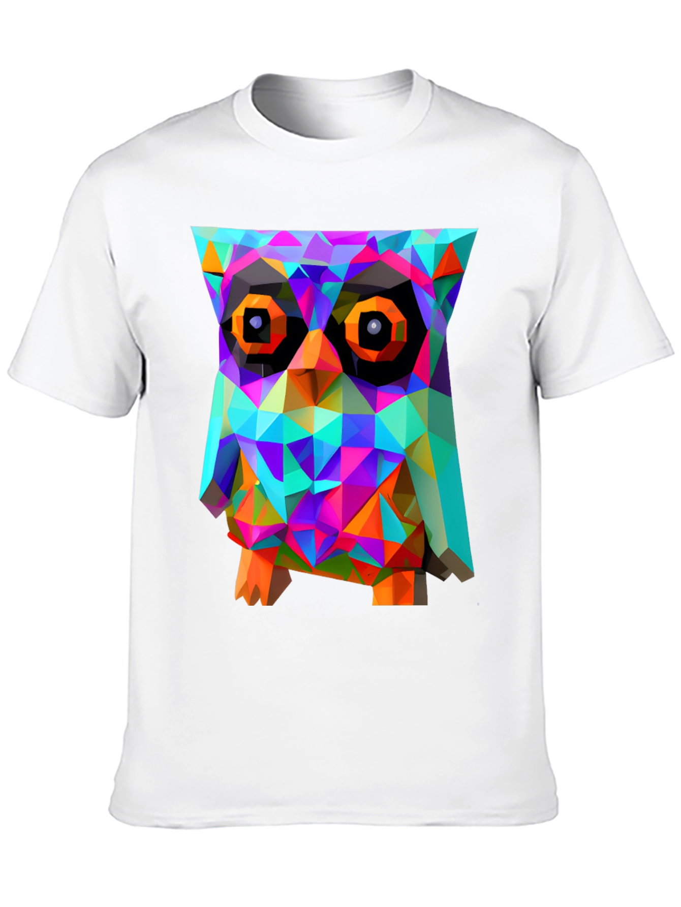Black Geometric Owl Graphic Print T-Shirt - Black view 10